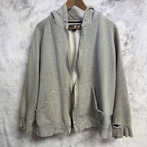 Vintage Anchor Blue Hoodie Sweatshirt Mens L Gray Y2K Surf Streetwear